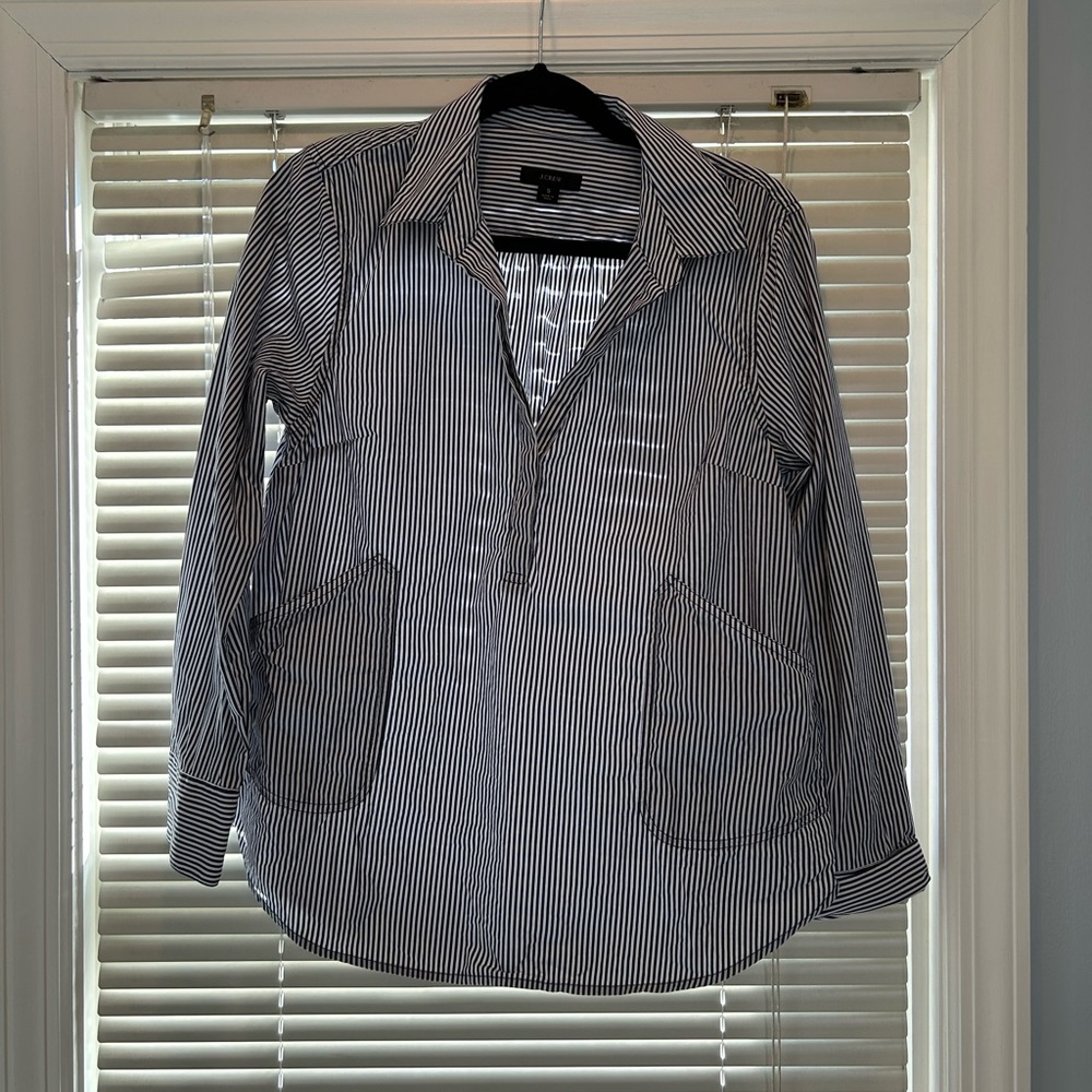 J. Crew Blue and White Striped Blouse
